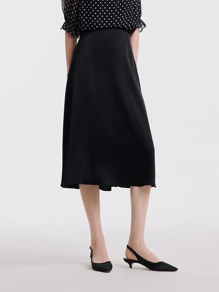 Black Triacetate A-line Women Skirt