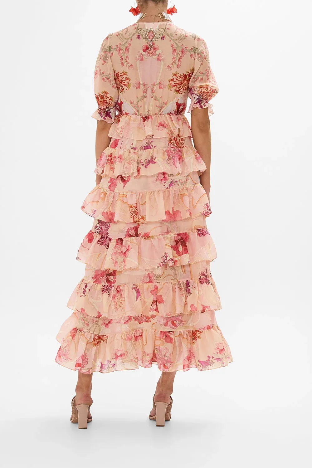 Blossoms And Brushstrokes Tiered Maxi Dress