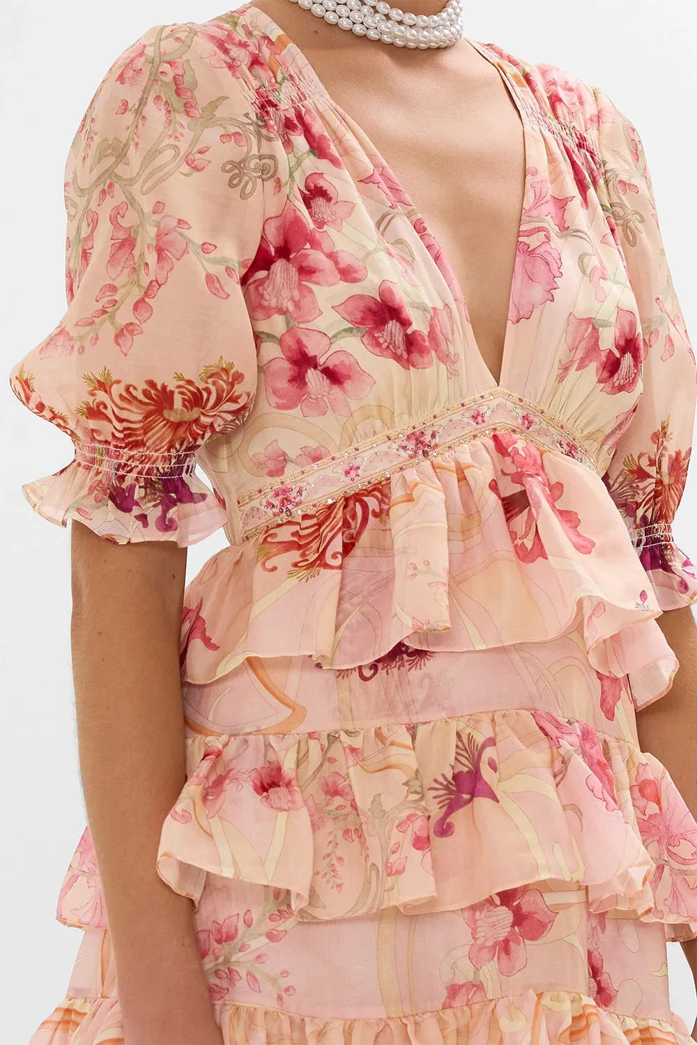 Blossoms And Brushstrokes Tiered Maxi Dress