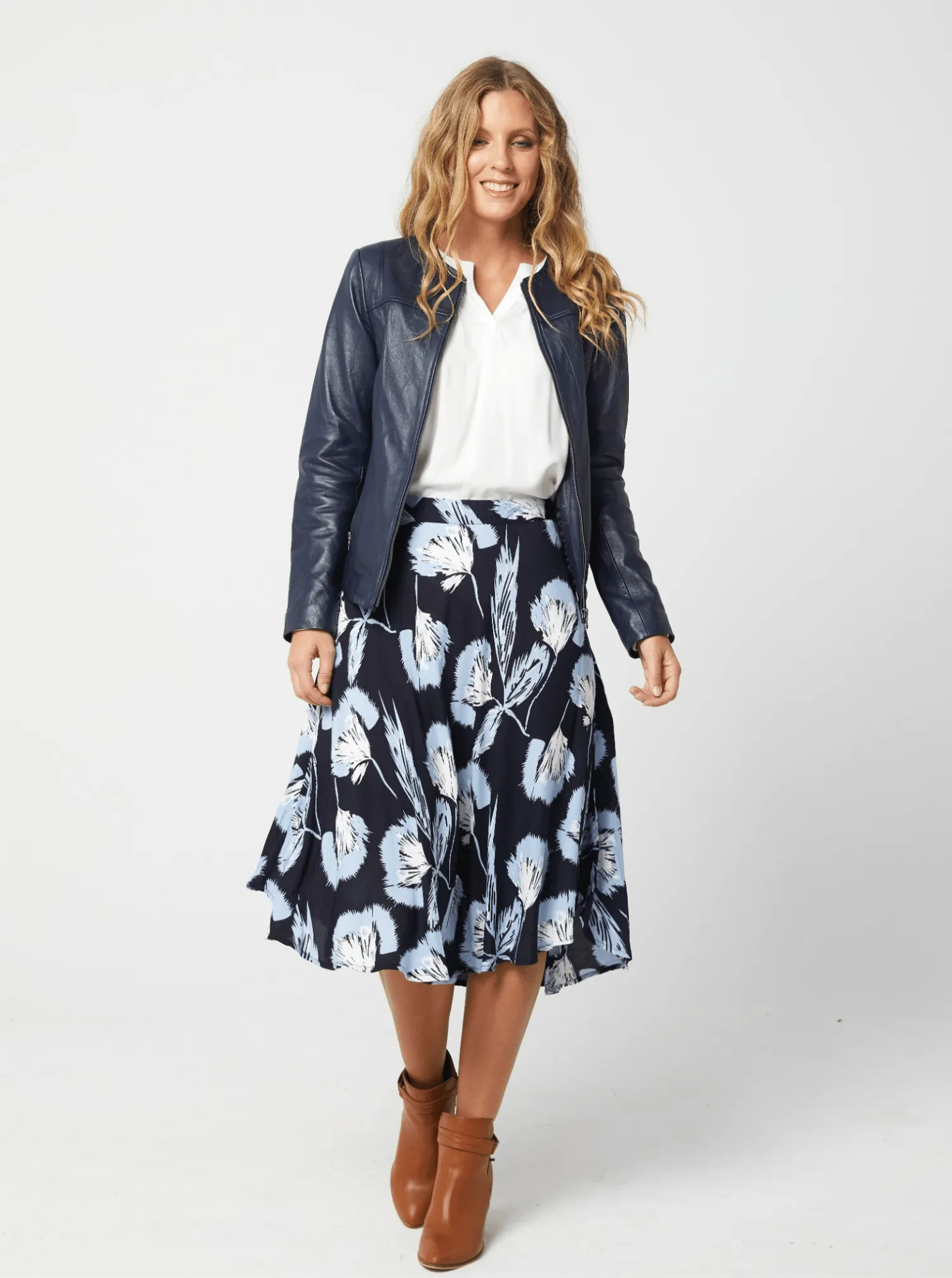 Blue Print Skirt | Ladies Skirt | Lotta Skirt - Navy Floral