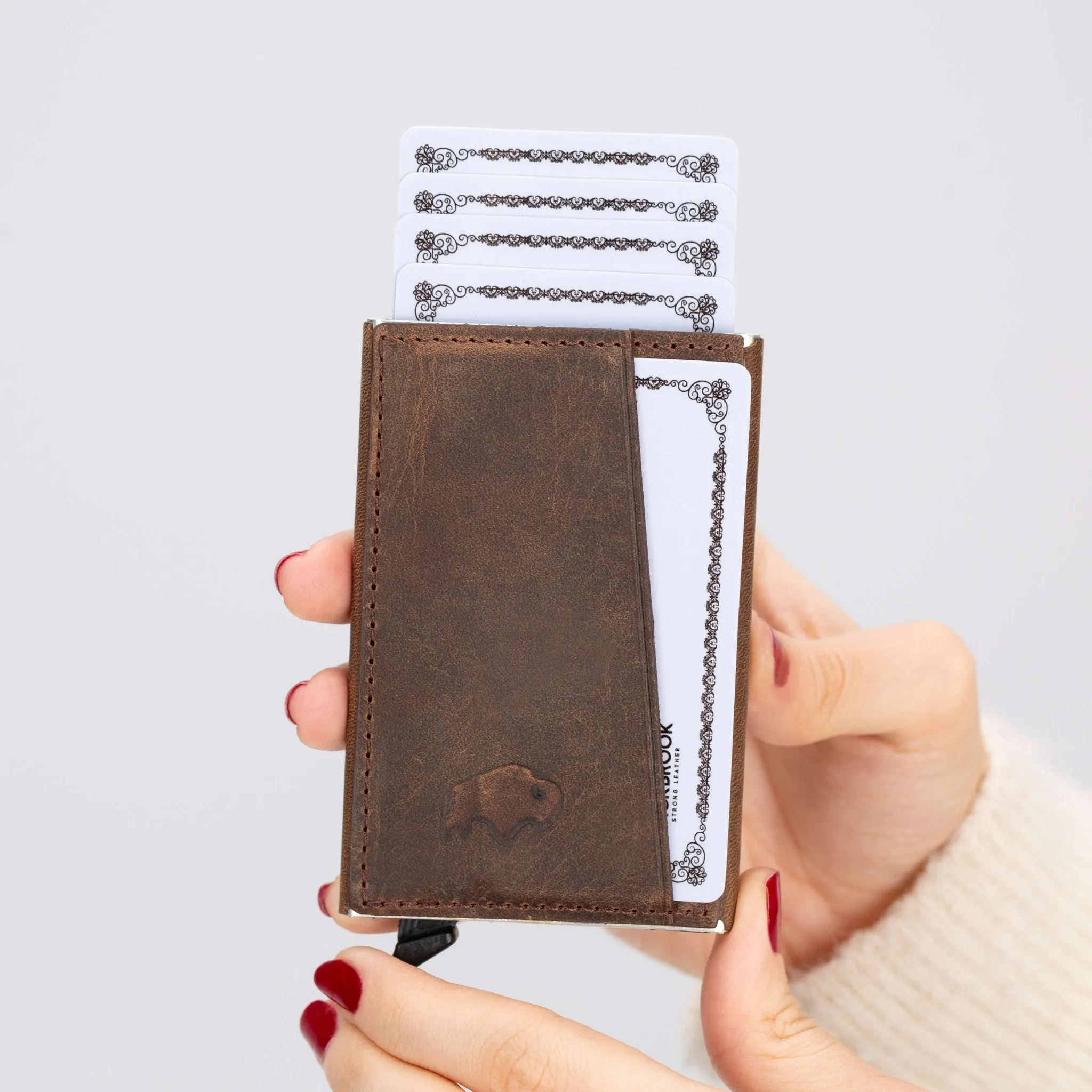 Bond Slim Card Holder Wallet with RFID, Distressed Coffee