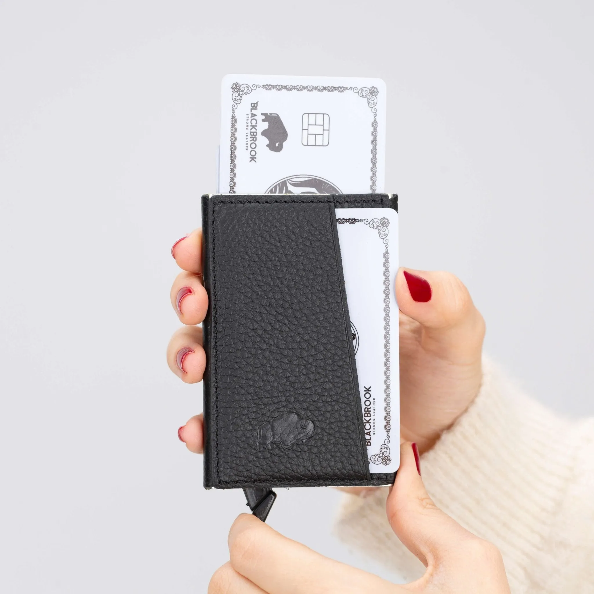 Bond Slim Card Holder Wallet with RFID, Pebble Black