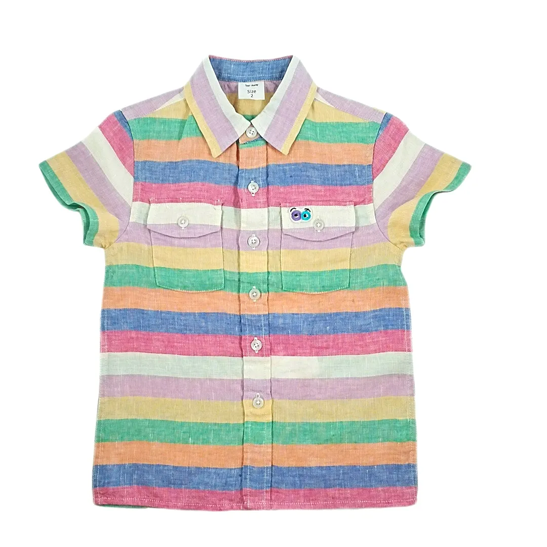 Boy's jujupes multi coloured stripe
 linen