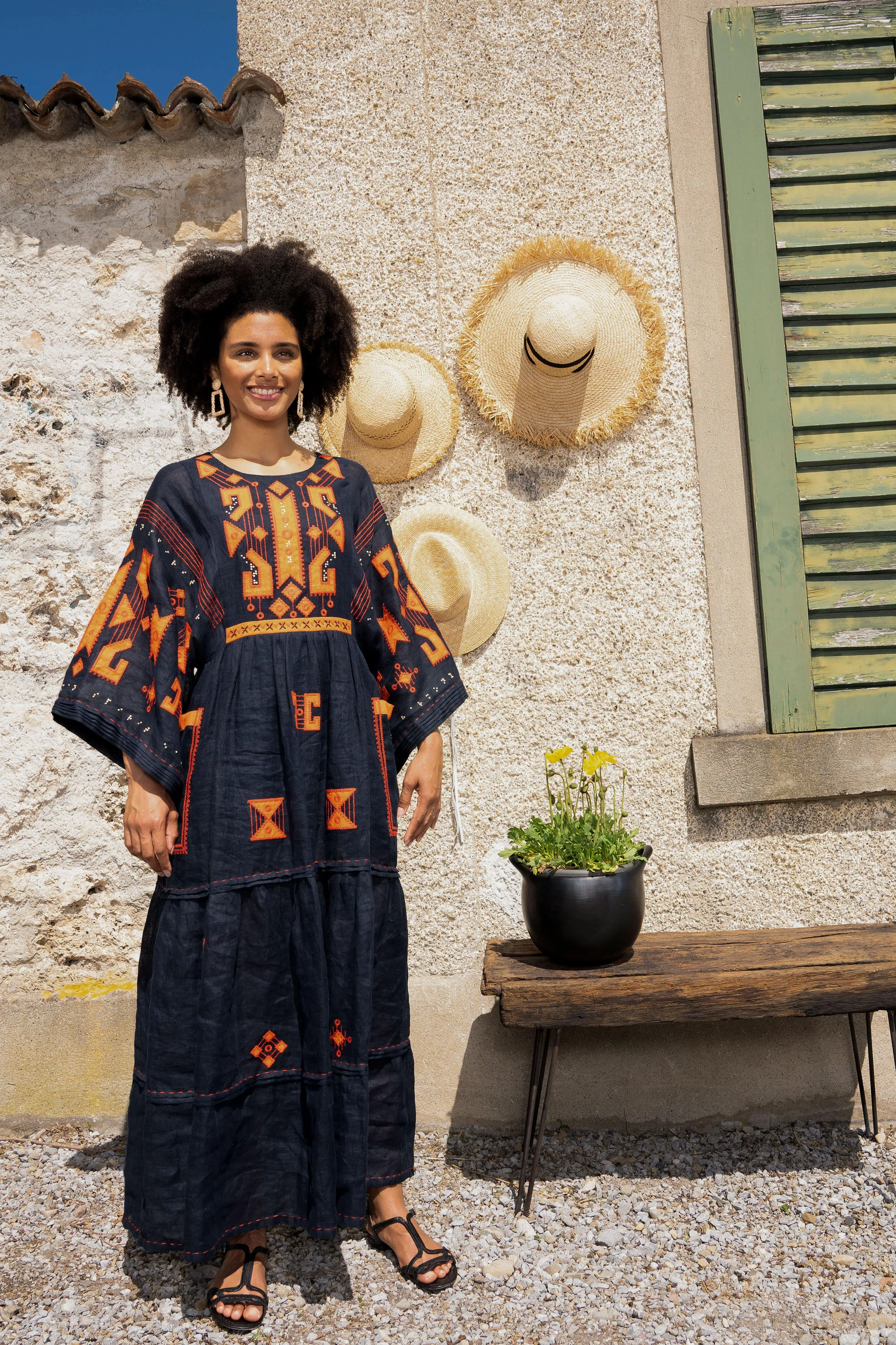 Braille Long Dress in Navy Blue - My Sleeping Gypsy