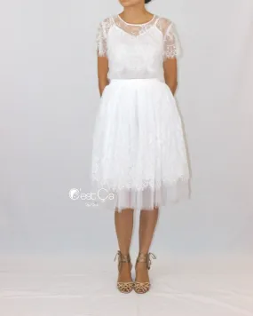 Brigitte Bridal Lace Tulle Skirt - Midi