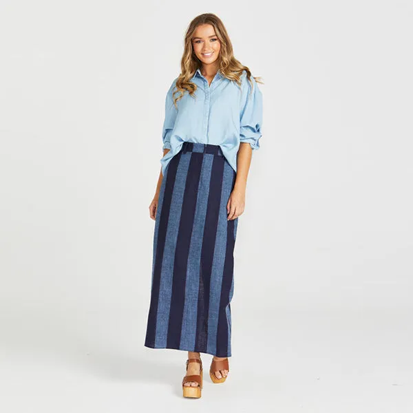 Cailee Maxi Skirt - Navy Stripe