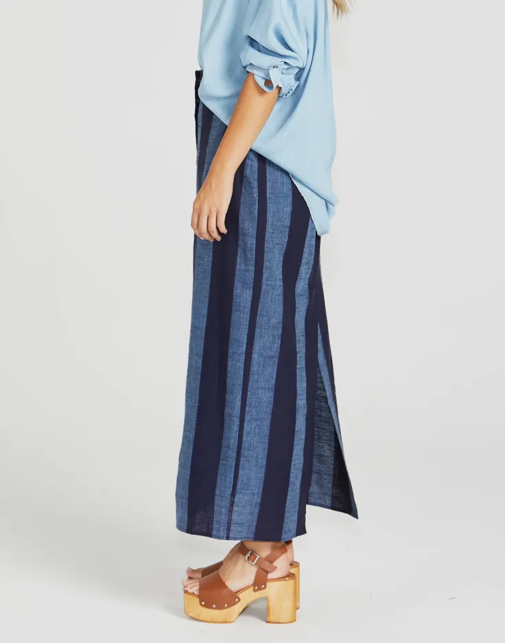 Cailee Maxi Skirt - Navy Stripe