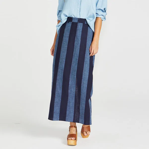 Cailee Maxi Skirt - Navy Stripe