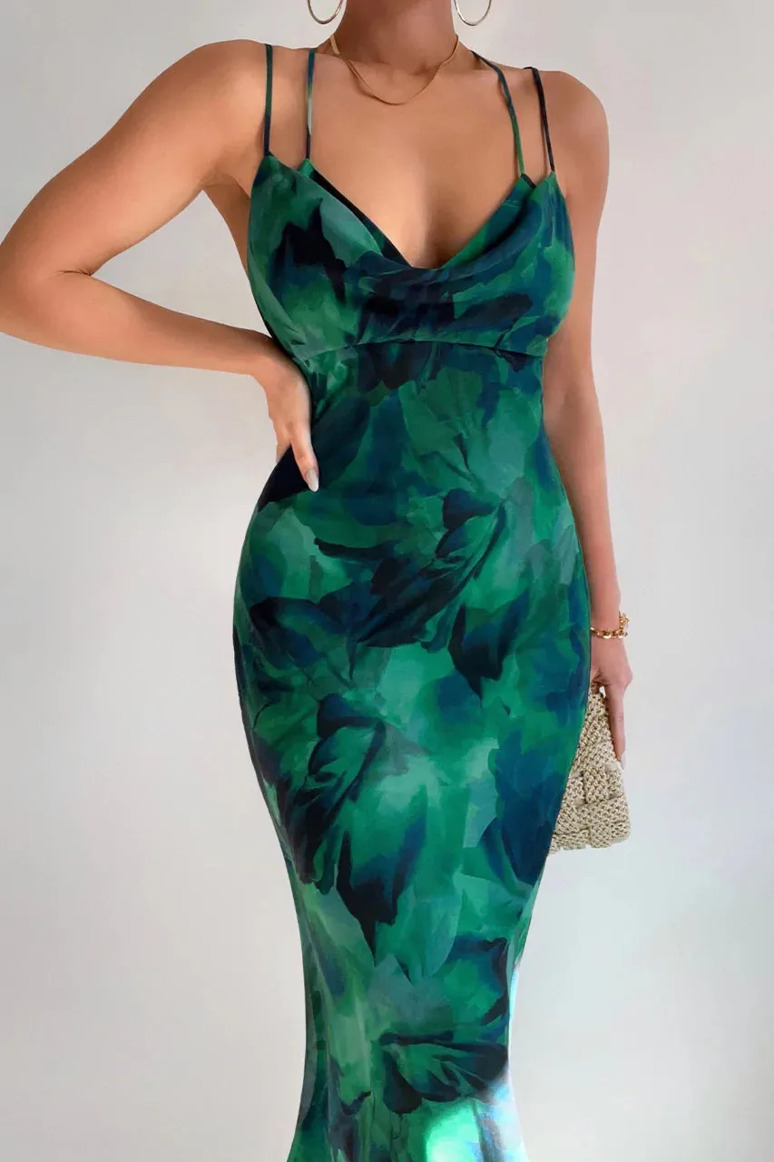 Calista green slip dress