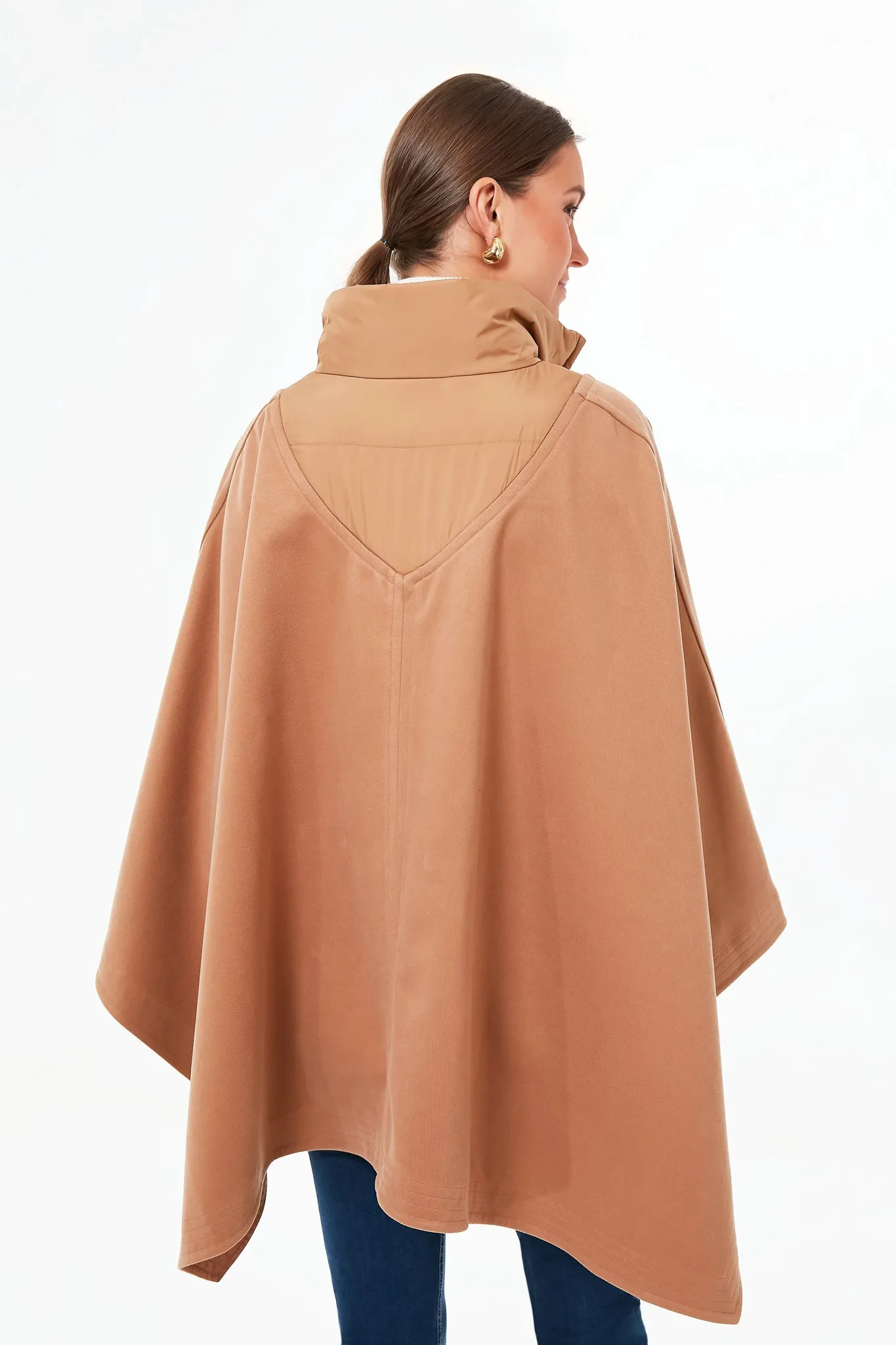 Camel High-Neck Poncho