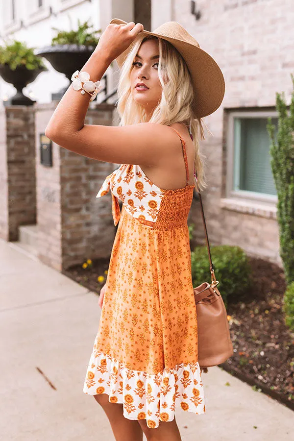 Catalina Summer Front Tie Dress In Persimmon