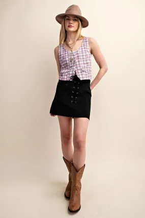 Checkered Pearl Snap Vest (4) Colors