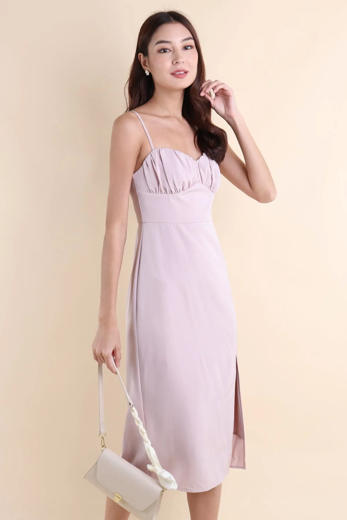 CHEYENNE FITTED MIDI DRESS IN PINK