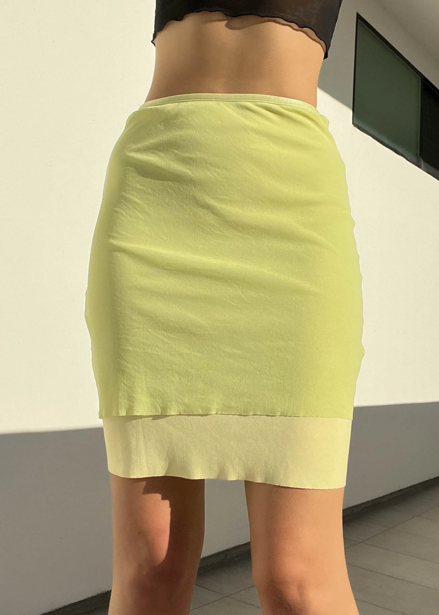 Citrus Mesh Layered Midi Skirt (S)