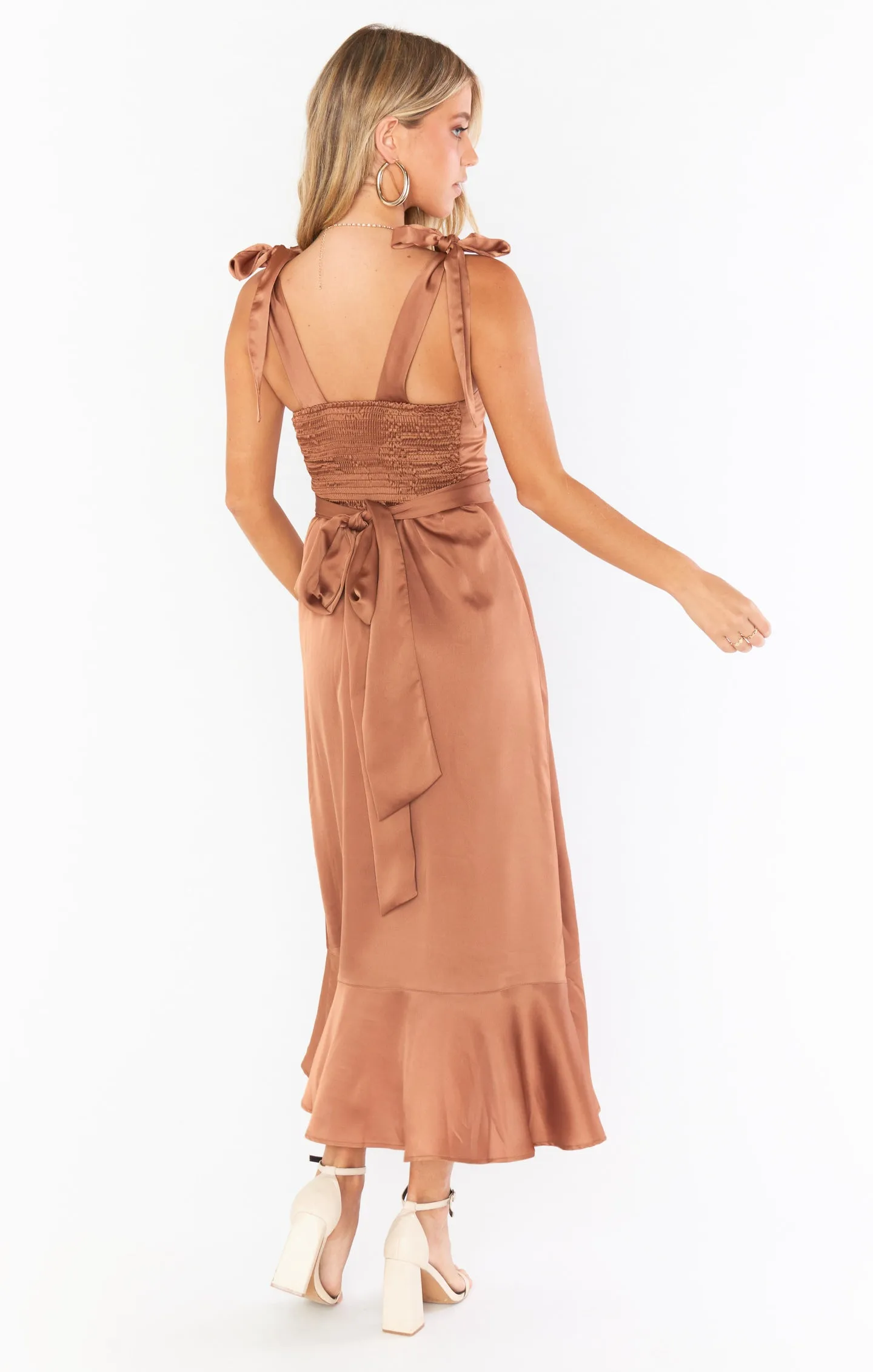 Claire Midi Dress ~ Copper Luxe Satin