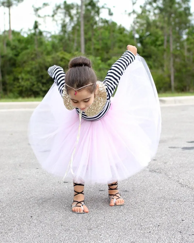 Clarisa Kids Blush Pink Puffy Tulle Skirt