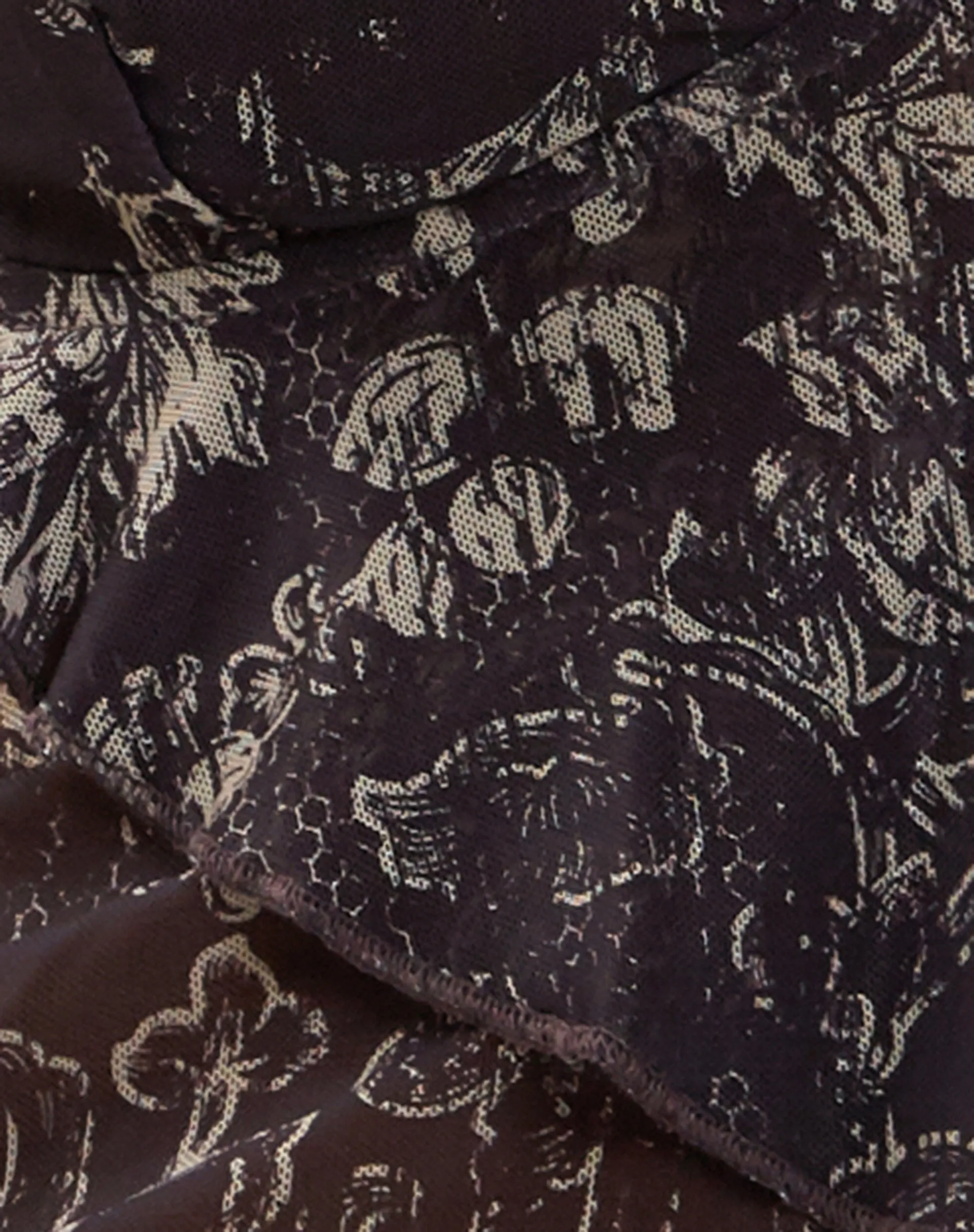 Cojira Mesh Butterfly Top in Batik Brown Botanical Print