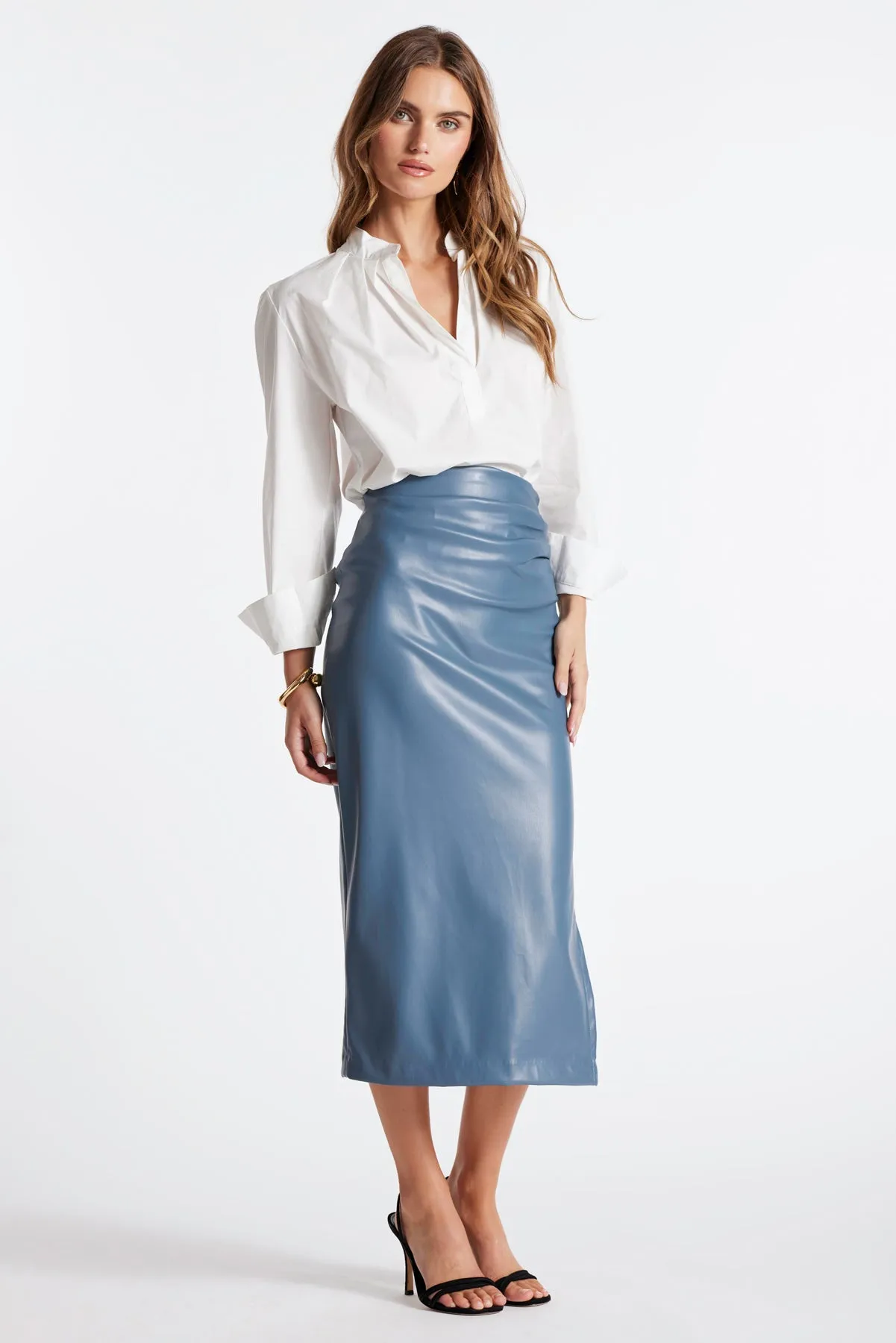 Colette Side Ruched Midi Skirt