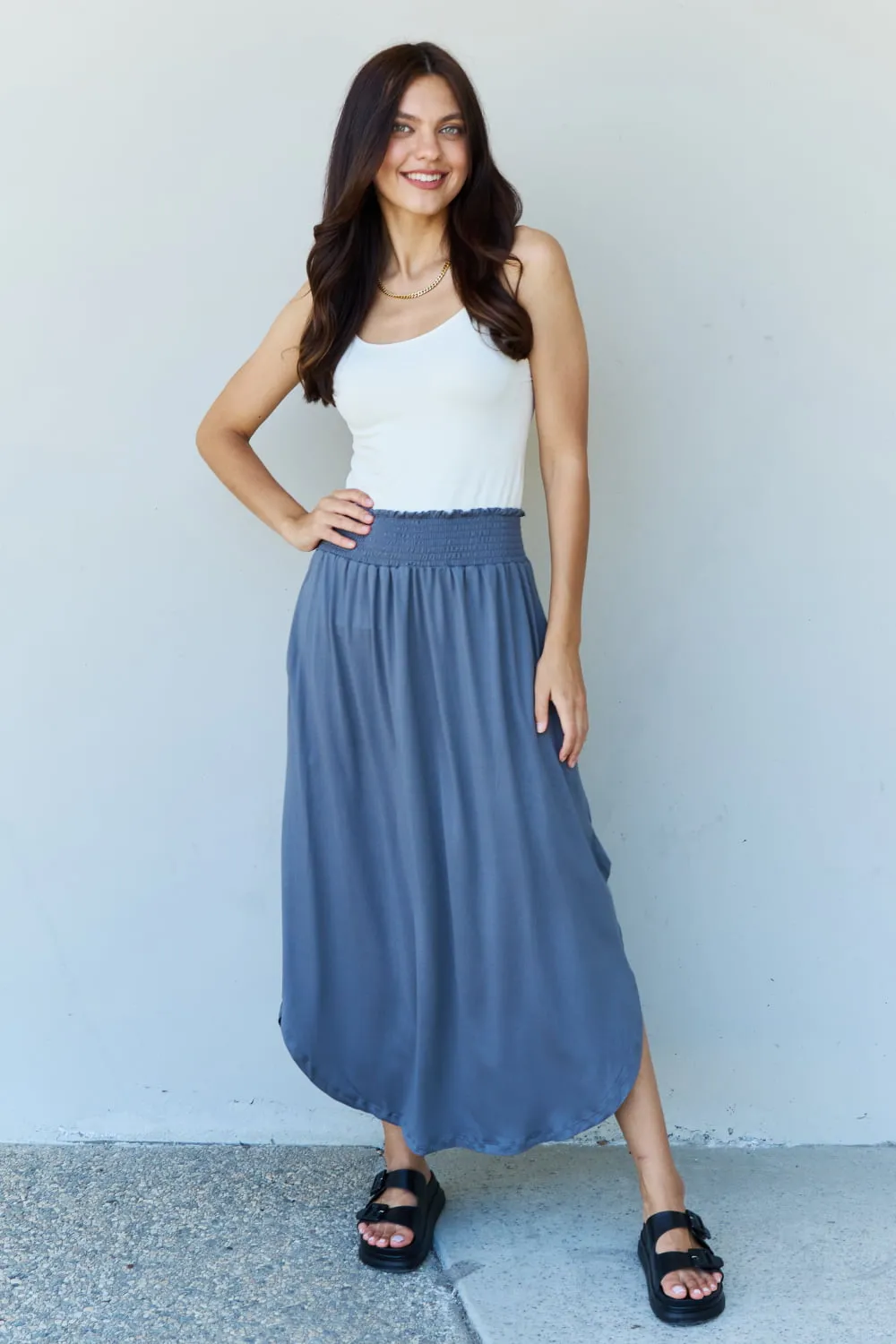 Comfort Princess High Waist Scoop Hem Maxi Skirt