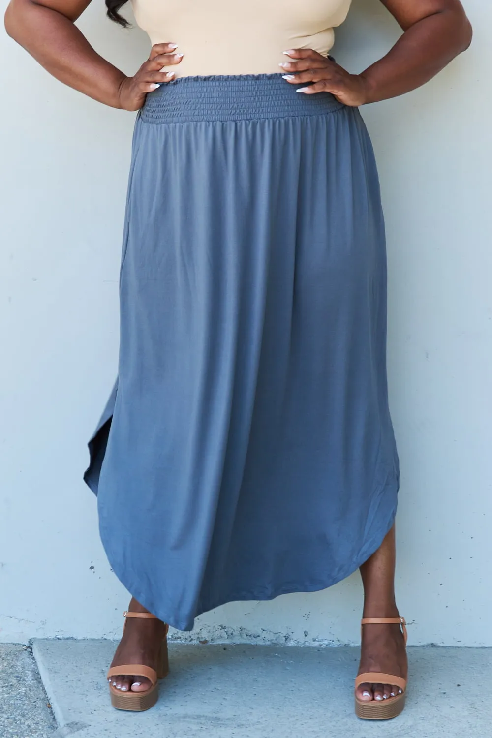 Comfort Princess High Waist Scoop Hem Maxi Skirt