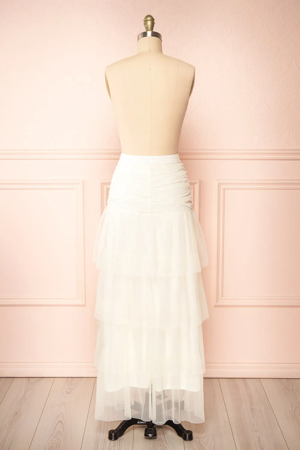 Coralie | Ivory High-Waisted Tiered Tulle Skirt