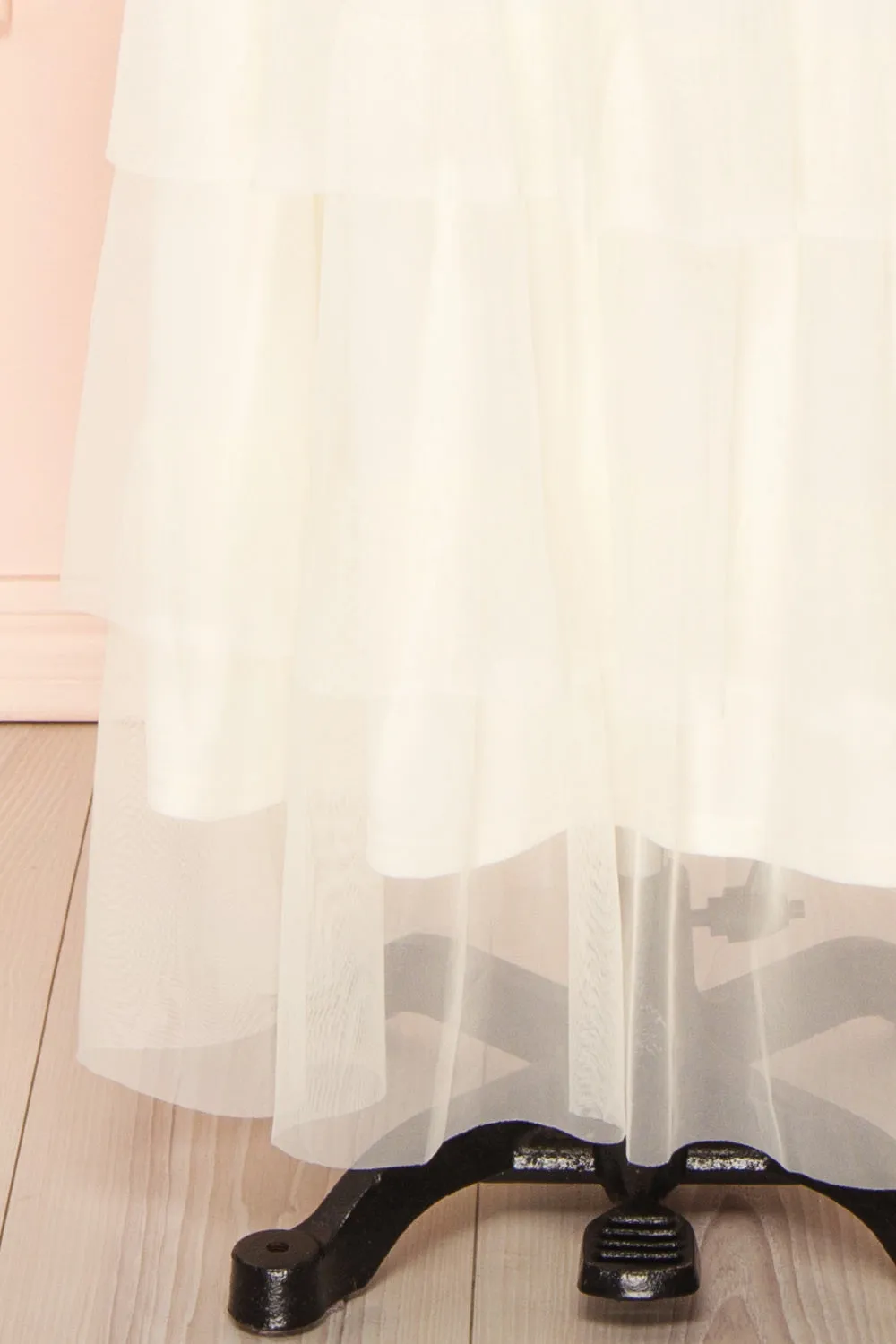 Coralie | Ivory High-Waisted Tiered Tulle Skirt