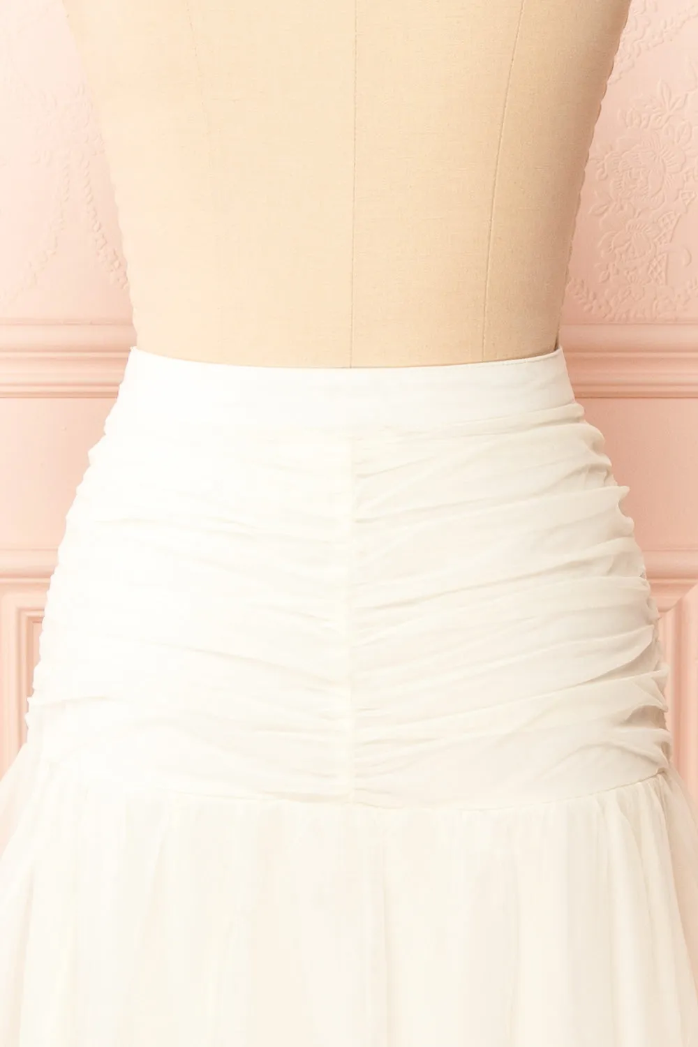 Coralie | Ivory High-Waisted Tiered Tulle Skirt