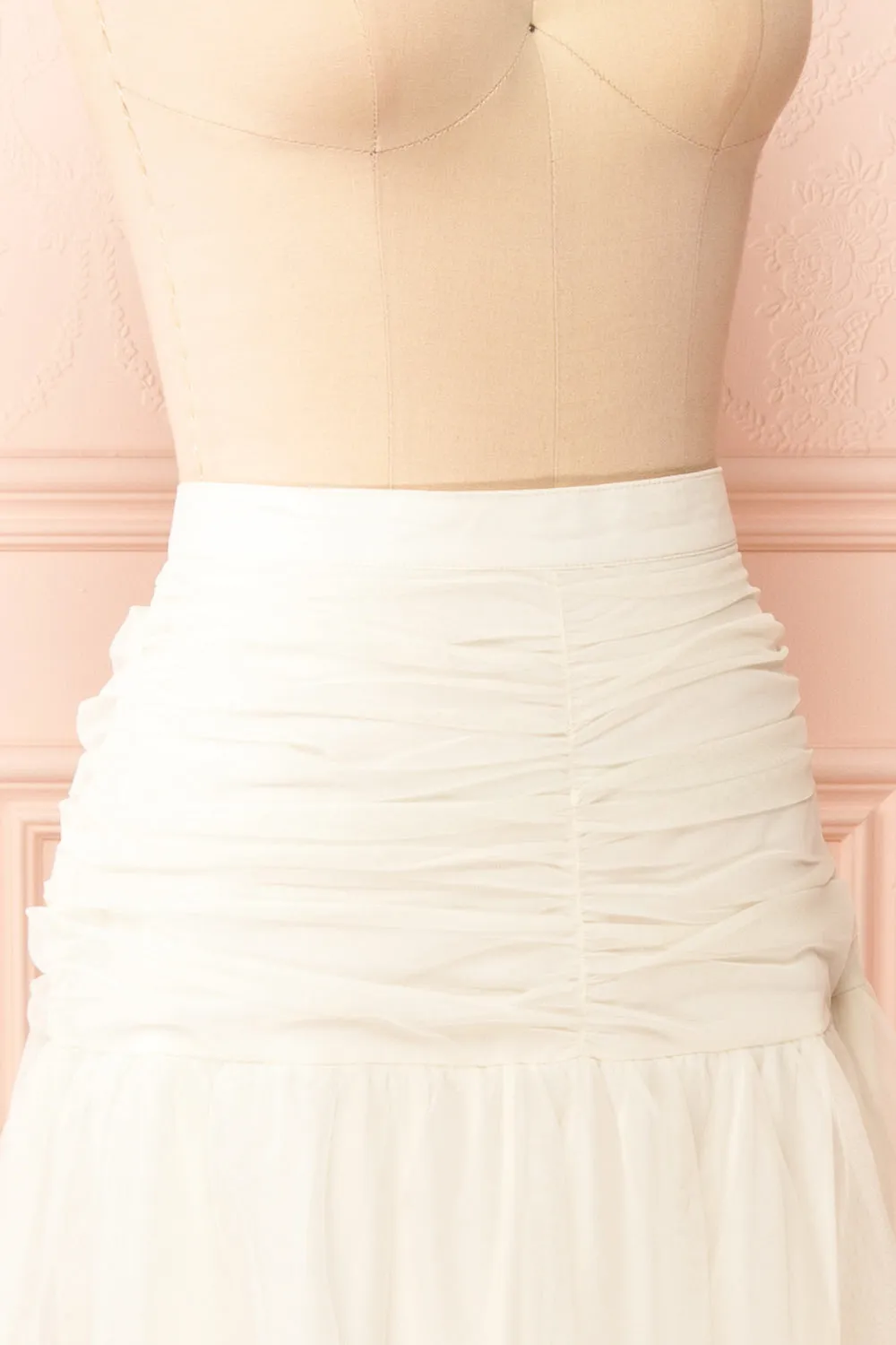 Coralie | Ivory High-Waisted Tiered Tulle Skirt