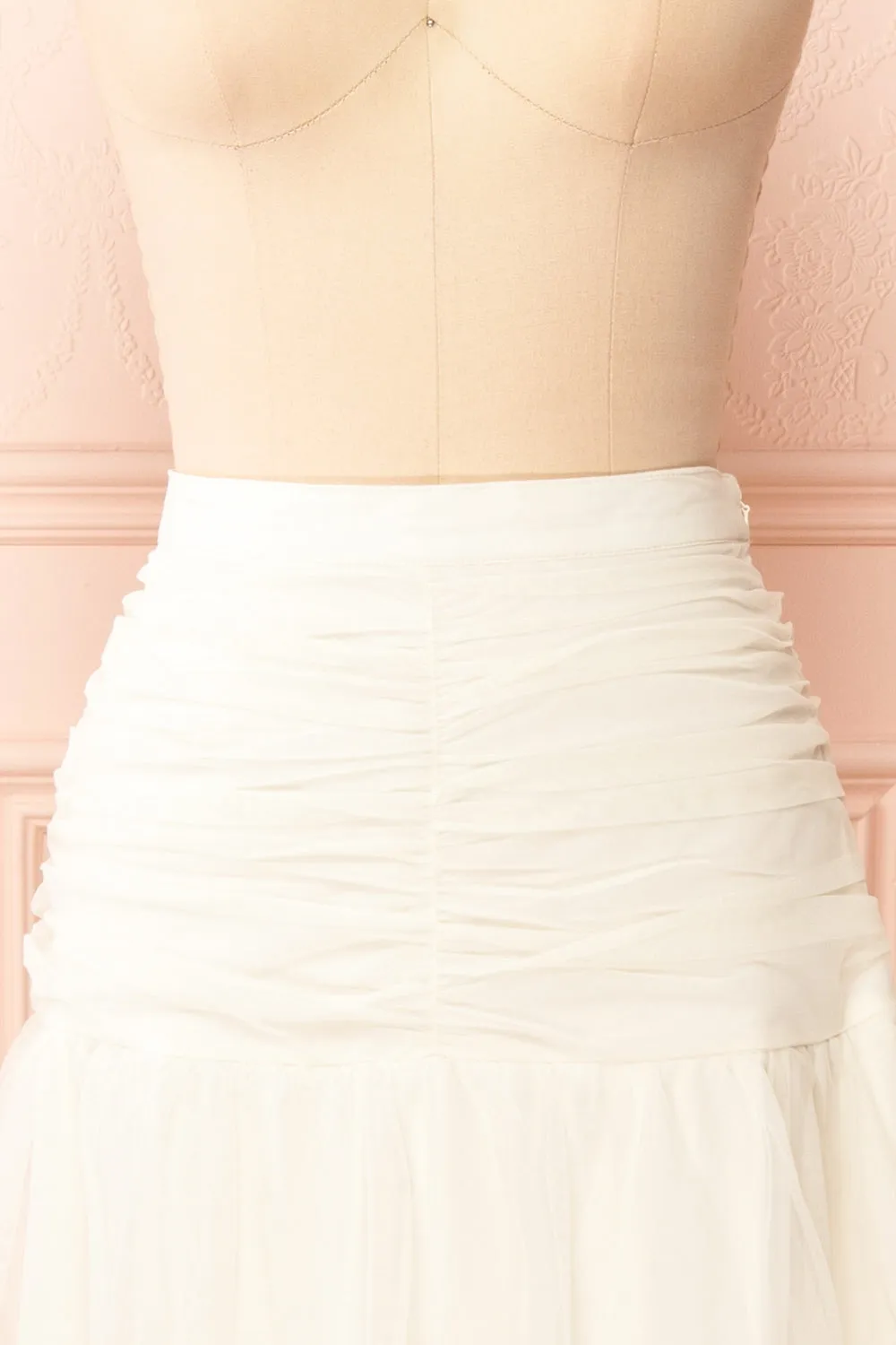 Coralie | Ivory High-Waisted Tiered Tulle Skirt