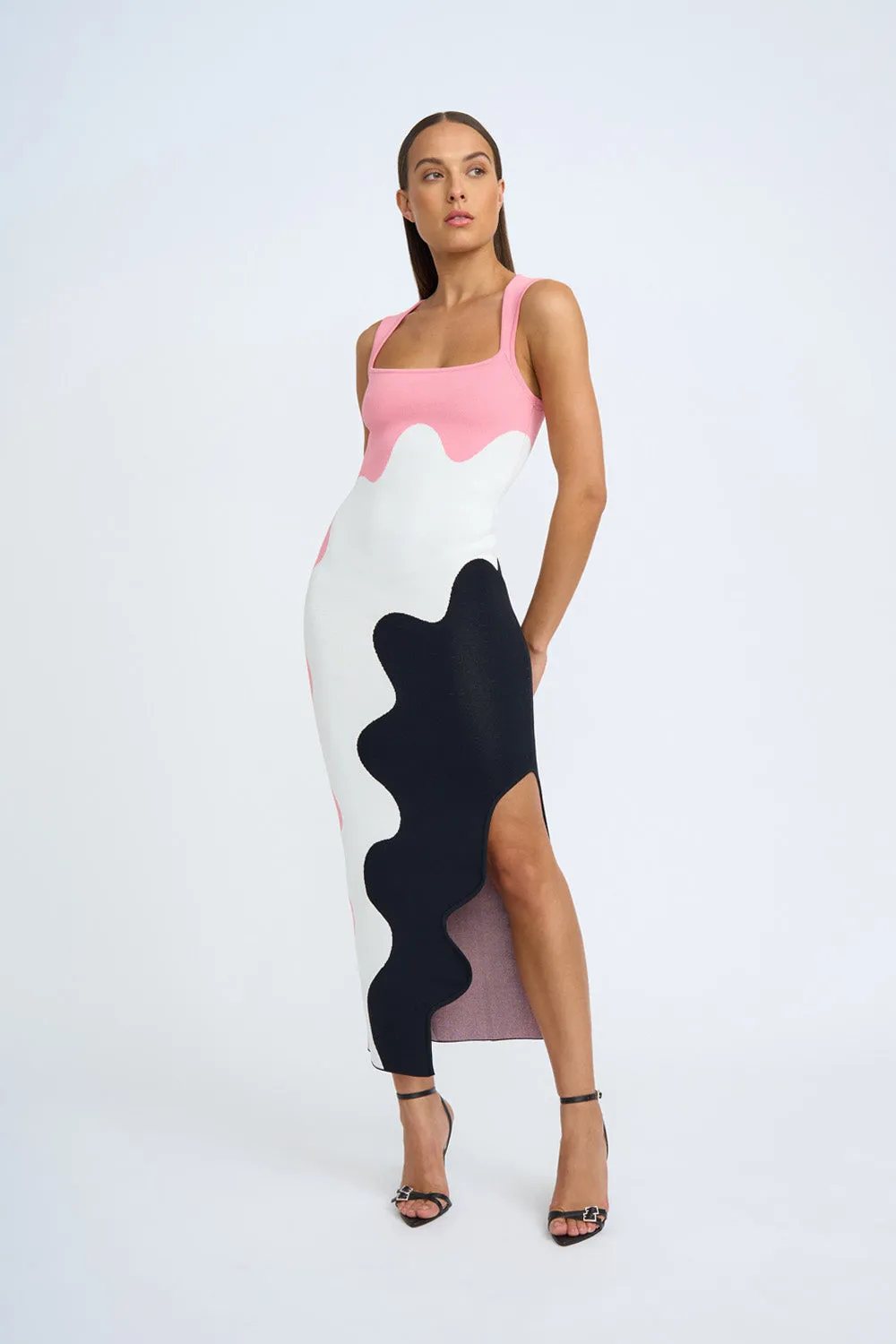 Dahlia Knit Midi Dress | Final Sale - Pink Ivory Black