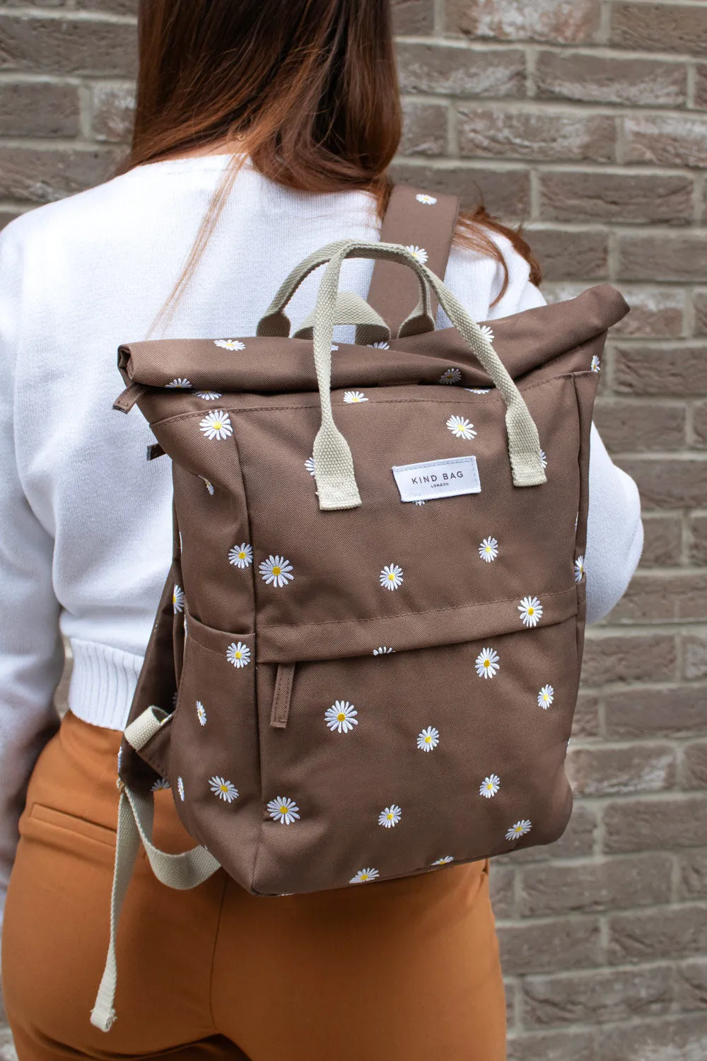 Daisies Brown | Embroidered “Hackney” Backpack | Medium - PRE-ORDER