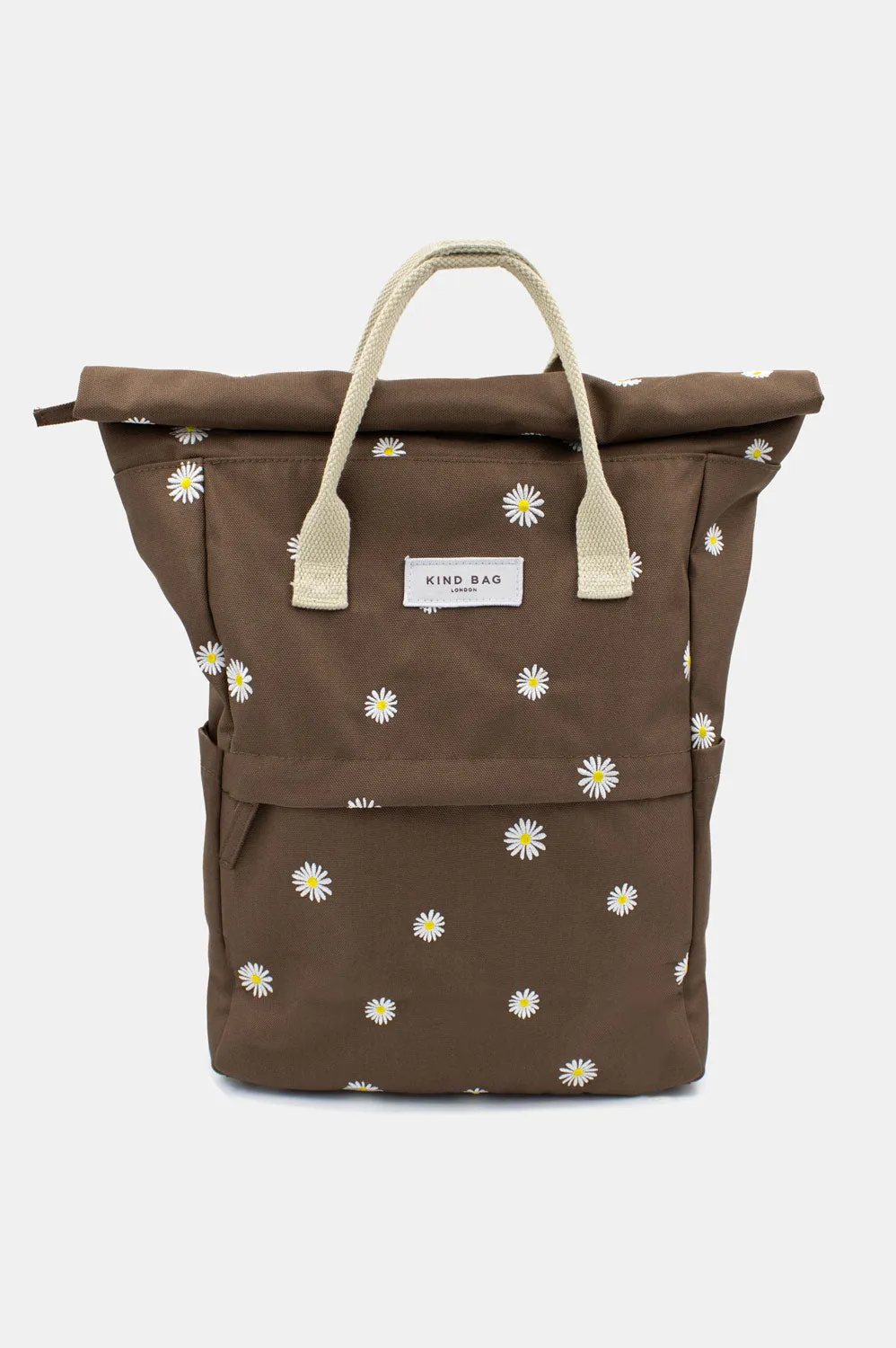 Daisies Brown | Embroidered “Hackney” Backpack | Medium - PRE-ORDER