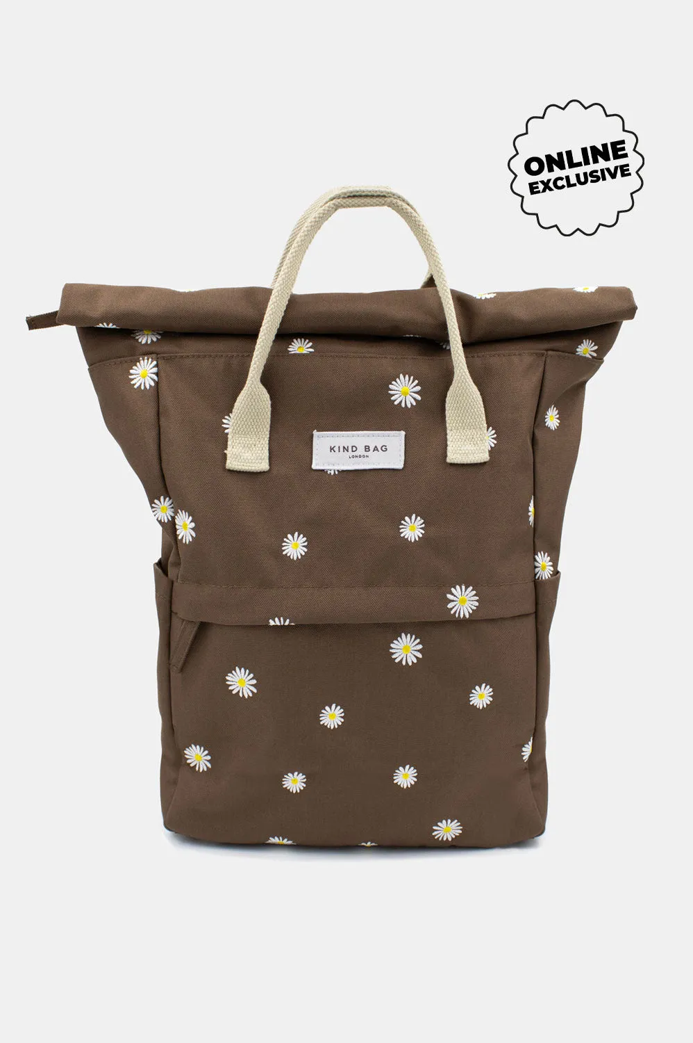 Daisies Brown | Embroidered “Hackney” Backpack | Medium - PRE-ORDER