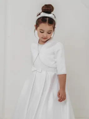 'Delphine' White Pearl Bolero Communion Dress