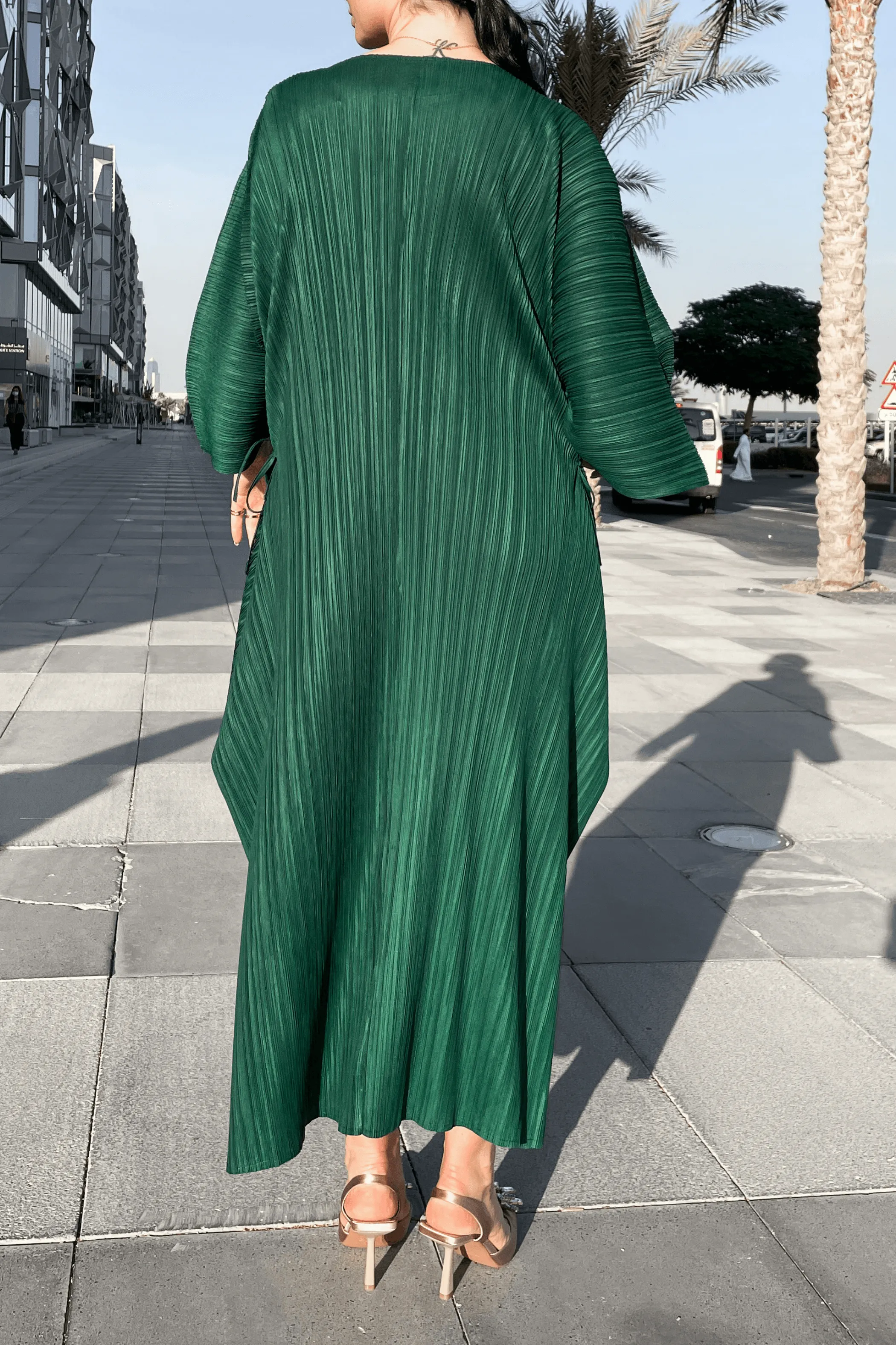 Divya Pleated Dress with Layered Sleeves