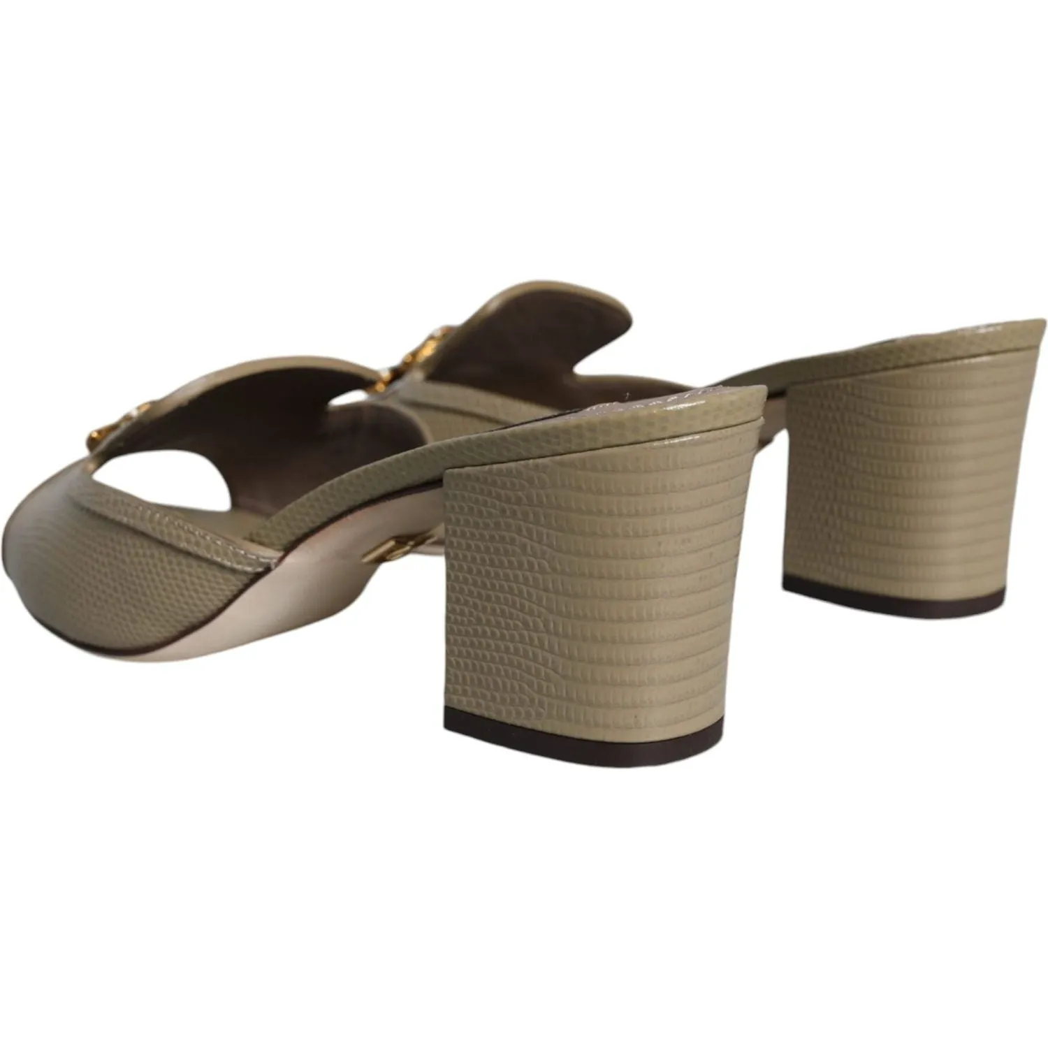 Dolce & Gabbana Beige DG Amore Slip On Heels Sandals Shoes