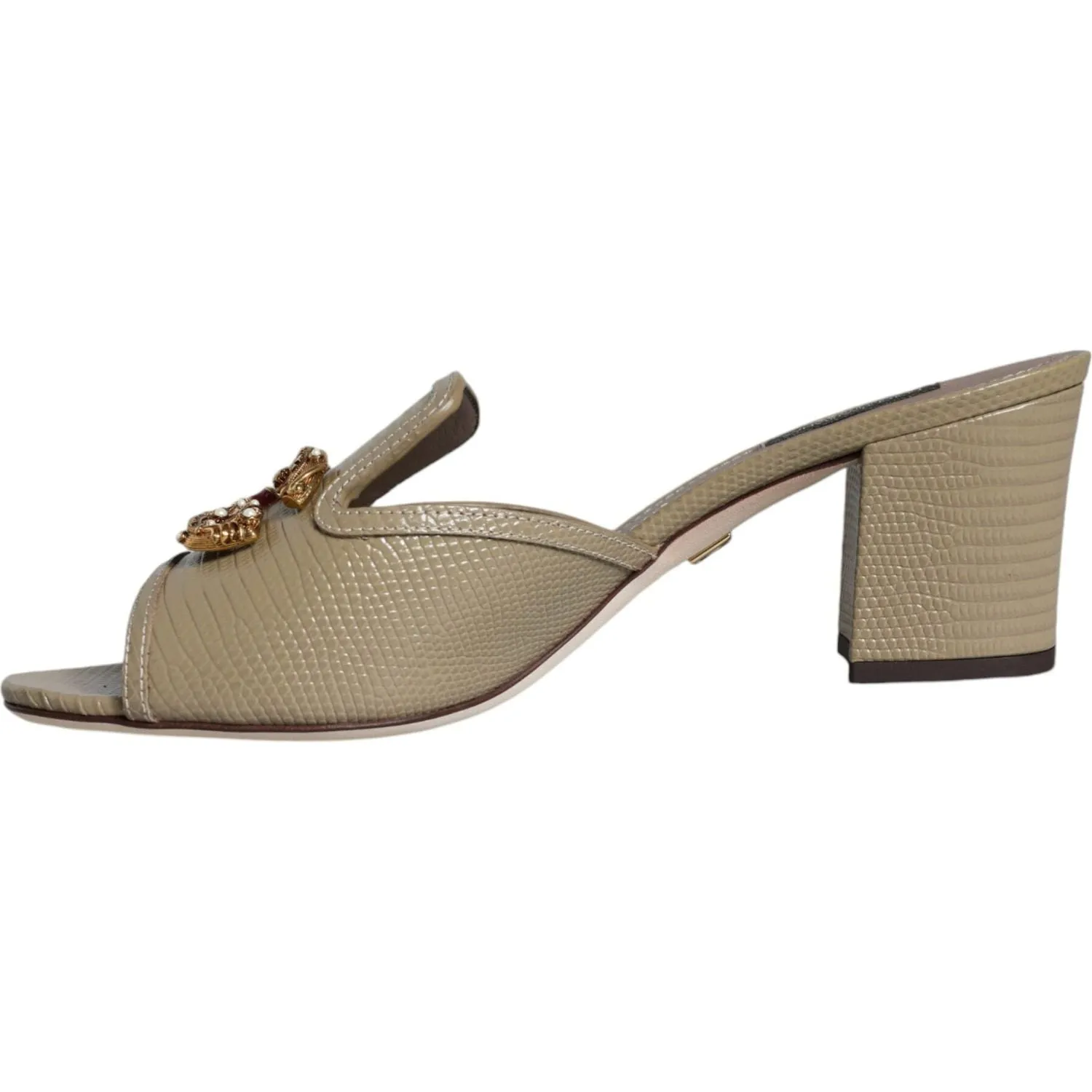 Dolce & Gabbana Beige DG Amore Slip On Heels Sandals Shoes