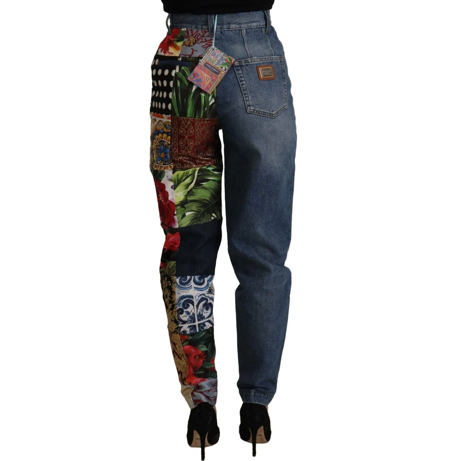 Dolce & Gabbana Patchwork Jacquard Denim Relaxed Jeans