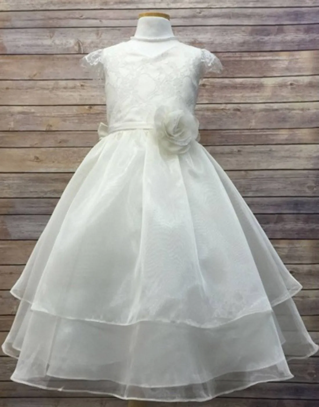 Double Layered Lace and Organza dress - Ivory