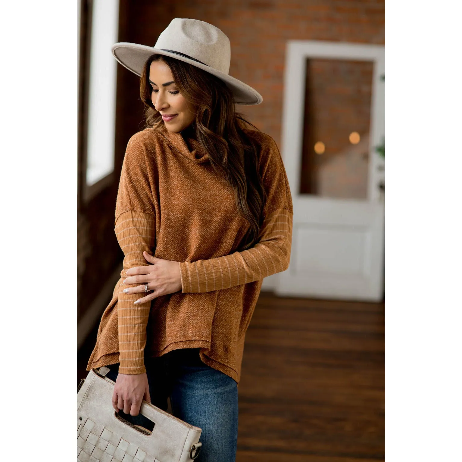 Double Lined Faux Poncho Style Sweater