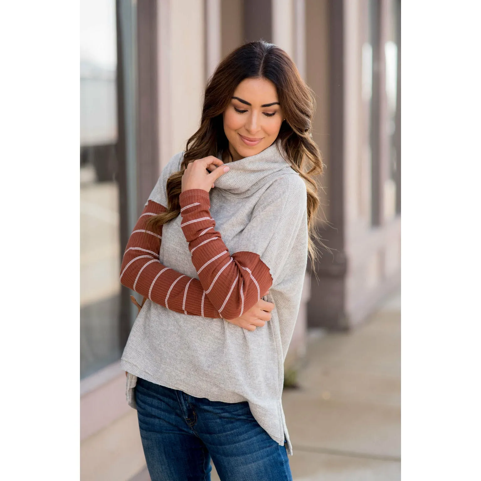 Double Lined Faux Poncho Style Sweater