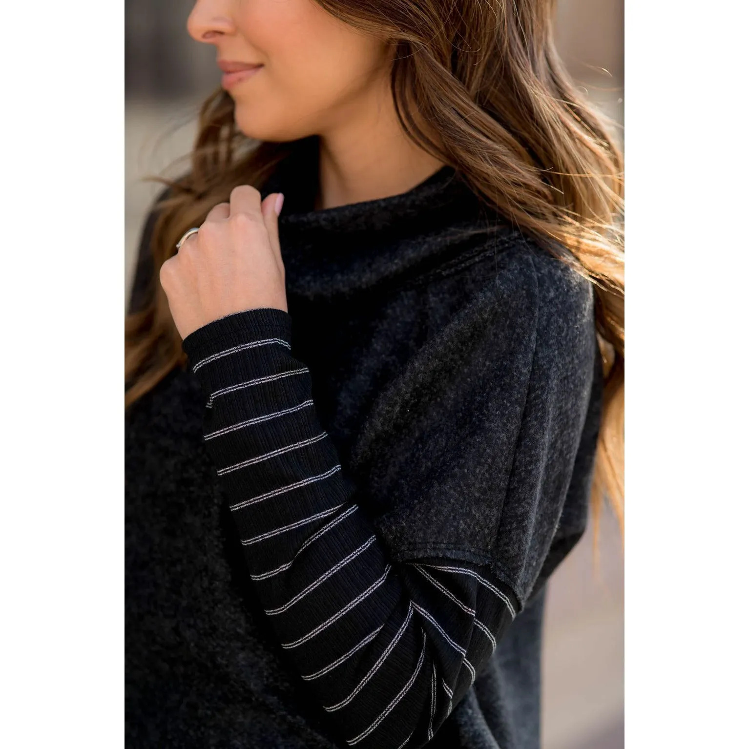 Double Lined Faux Poncho Style Sweater