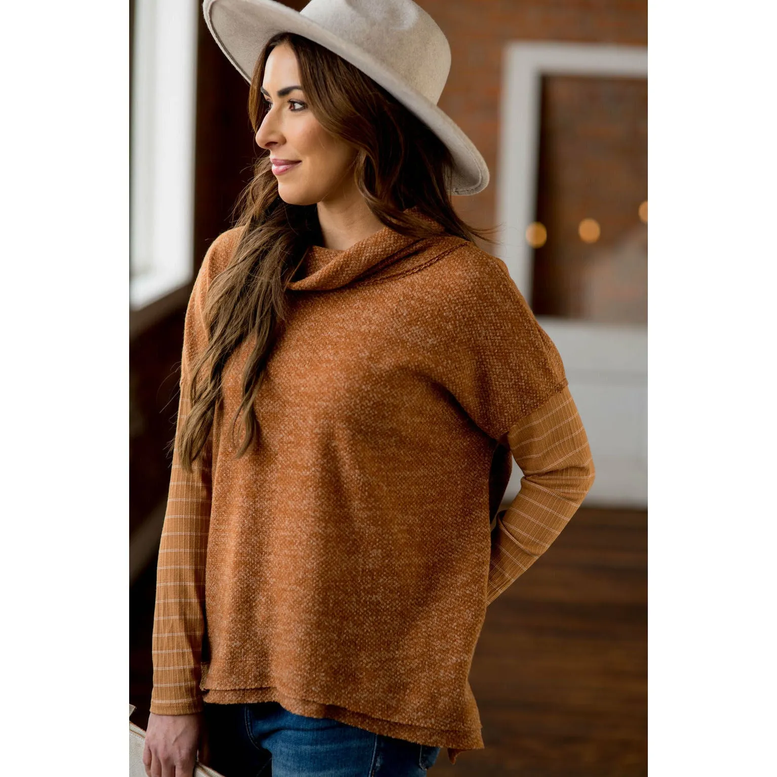 Double Lined Faux Poncho Style Sweater