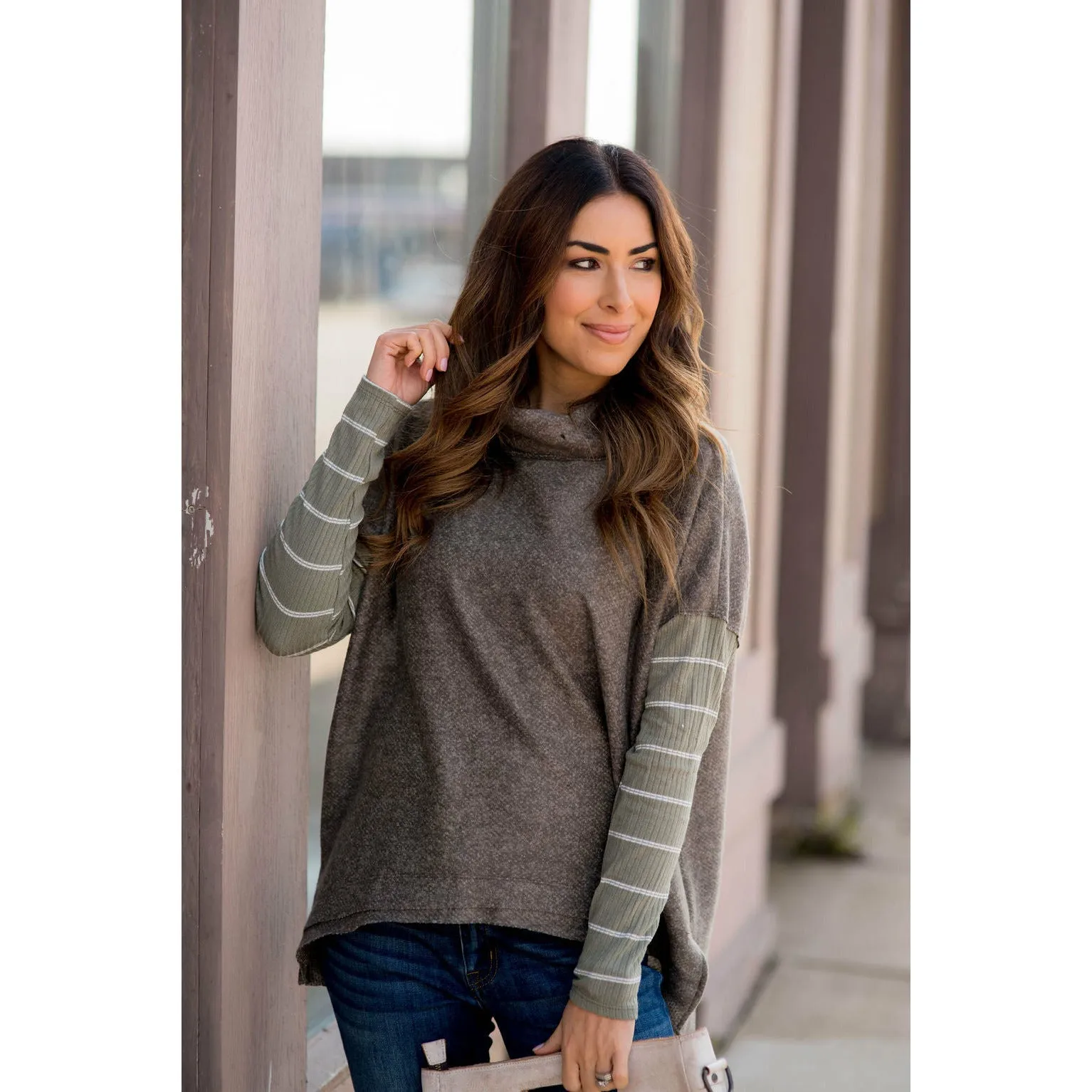 Double Lined Faux Poncho Style Sweater