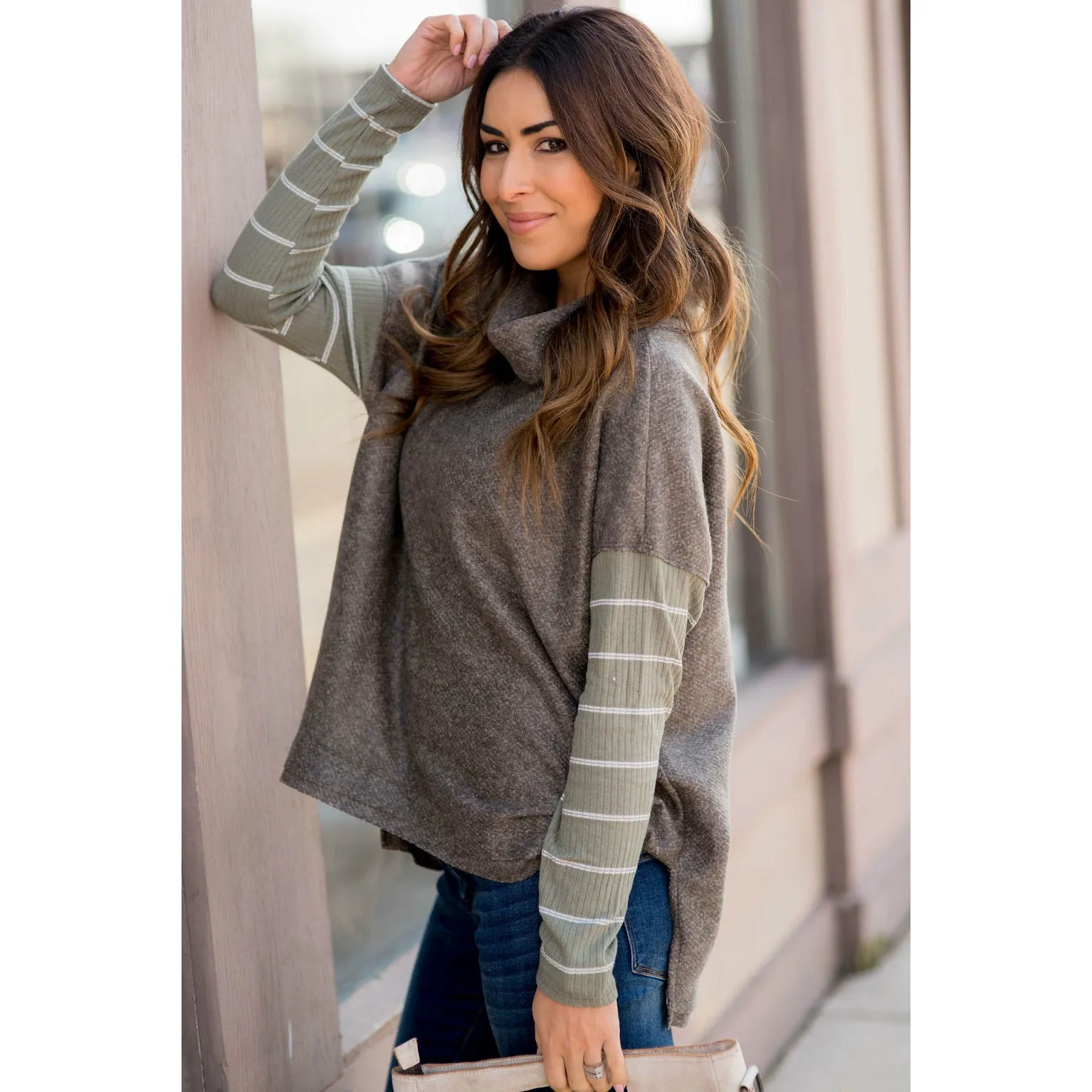 Double Lined Faux Poncho Style Sweater