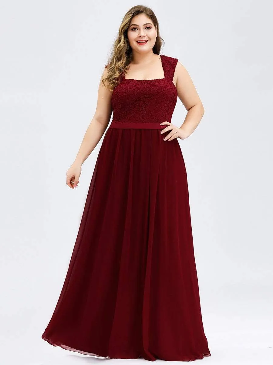 Elegant A Line Long Chiffon Bridesmaid Dress With Lace Bodice