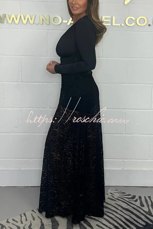 Elegant and Sexy Hollow Lace Maxi Skirt