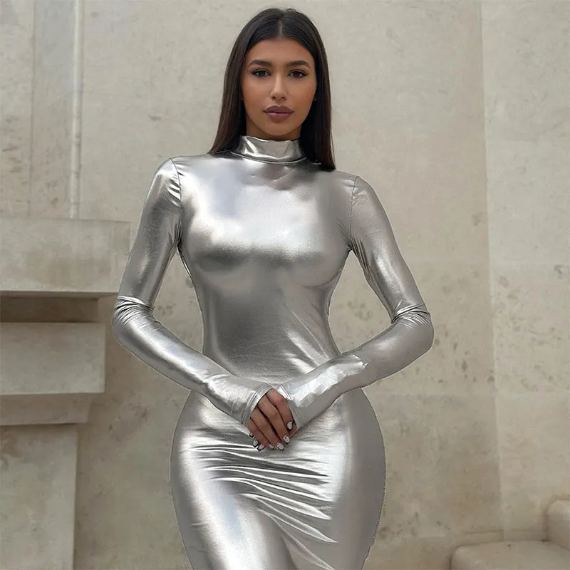 Elegant Metallic Sexy Backless Skinny Slimming Dress