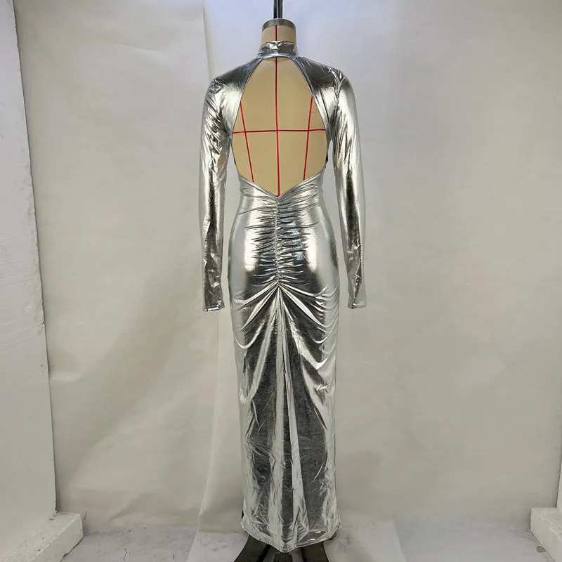 Elegant Metallic Sexy Backless Skinny Slimming Dress