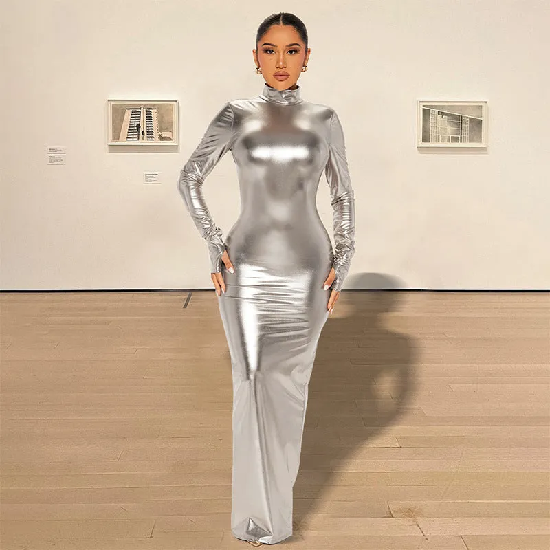 Elegant Metallic Sexy Backless Skinny Slimming Dress